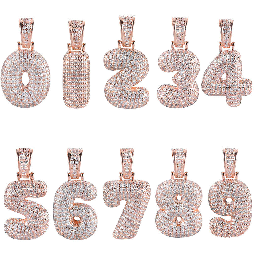Minimalist Number Bubble Copper Pendant Necklace for Men and Women
