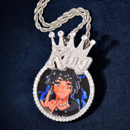Custom Crown Photo Pendant Necklace