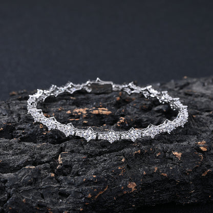Unisex Geometric Cubic Zirconia Tennis Chain Necklace Bracelet