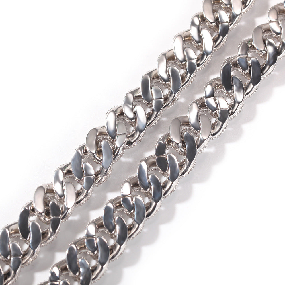 Iced Out Cuban Link Chain Necklace for Women & Men – Gold Plated or Silver Plated Cubic Zirconia Statement Pendant Chain