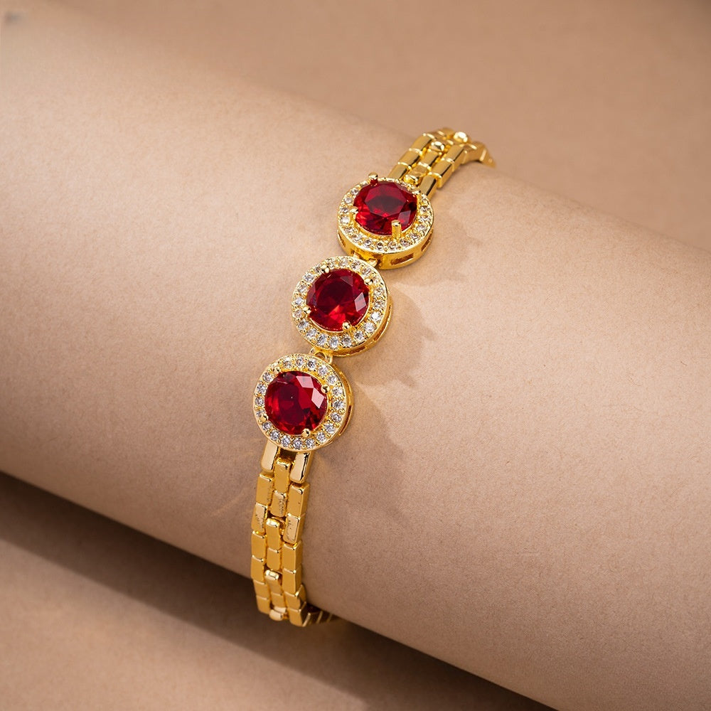 Round Halo Tennis Bracelet for Women