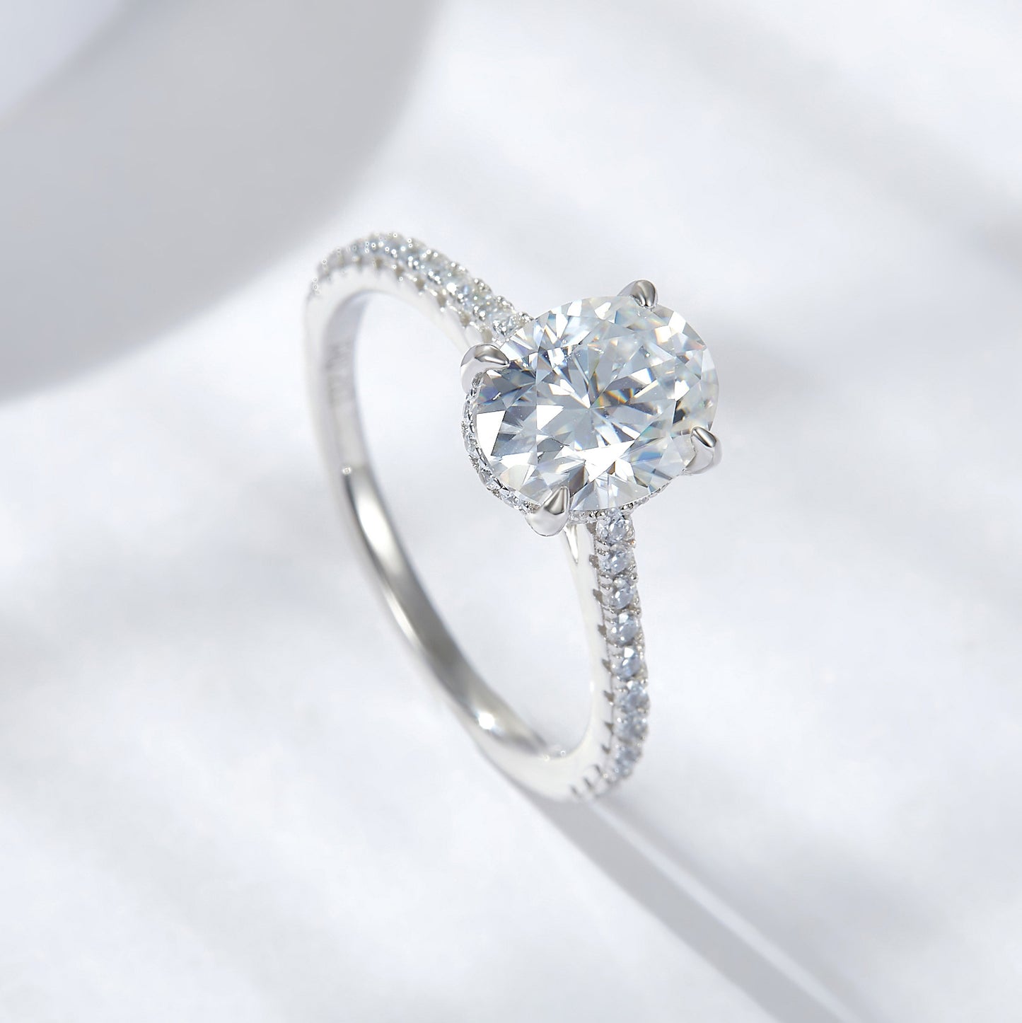 2 Carat Oval Moissanite Ring in 925 Silver, Pav�� Engagement Style product image