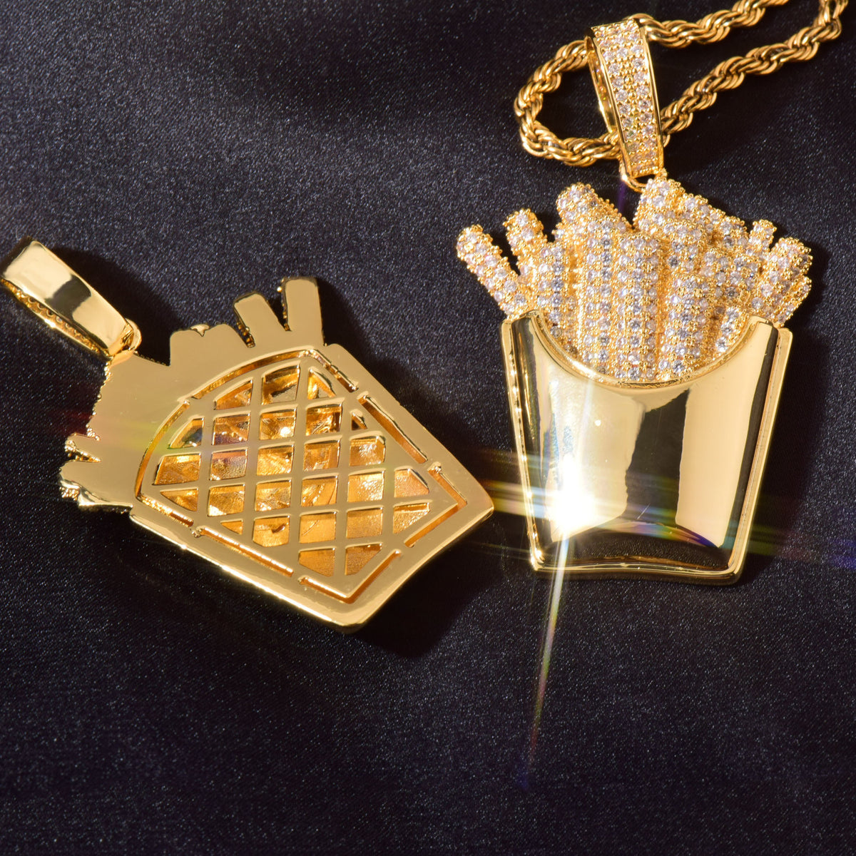 Iced Out Fries Pendant Necklace product image