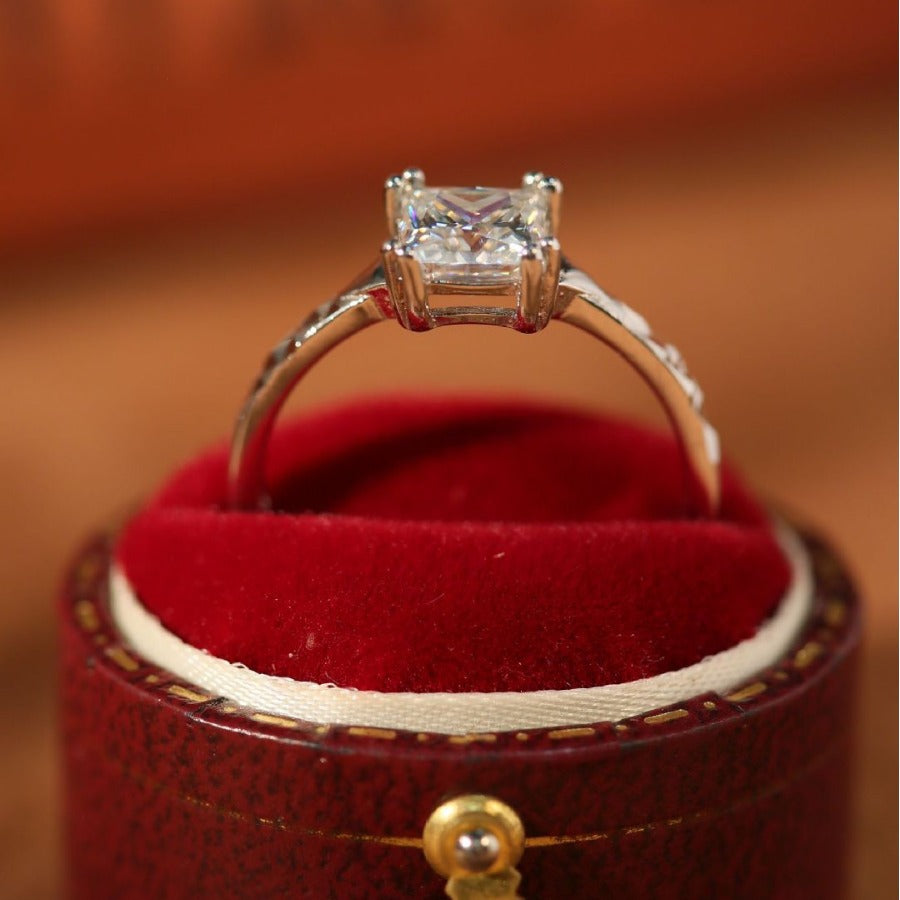 Princess Cut Moissanite Ring for Women, Square Solitaire Promise Ring, Size 9-20 product image