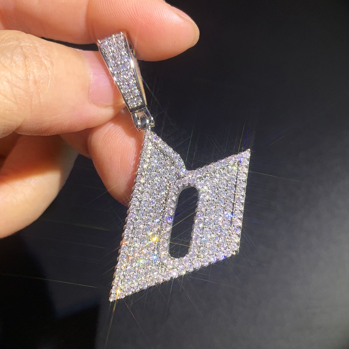 Unisex Iced Out Letter Pendant Necklace