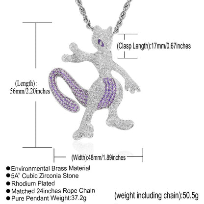 Hip Hop Diamond Shape Cuban Link Cubic Zirconia Necklace for Men and Women