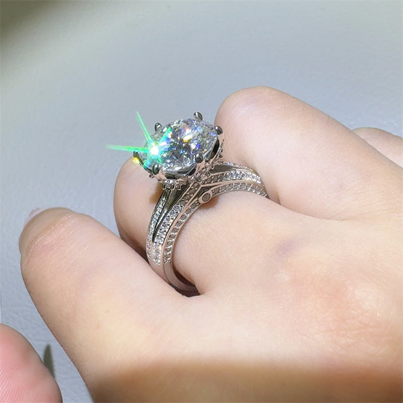 5 Carat Moissanite Ring for Women, Halo Style Split Shank Engagement Ring product image