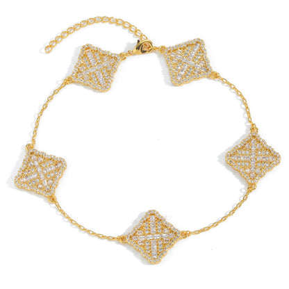 Light Luxury Cross Floral Cubic Zirconia Bracelet for Men