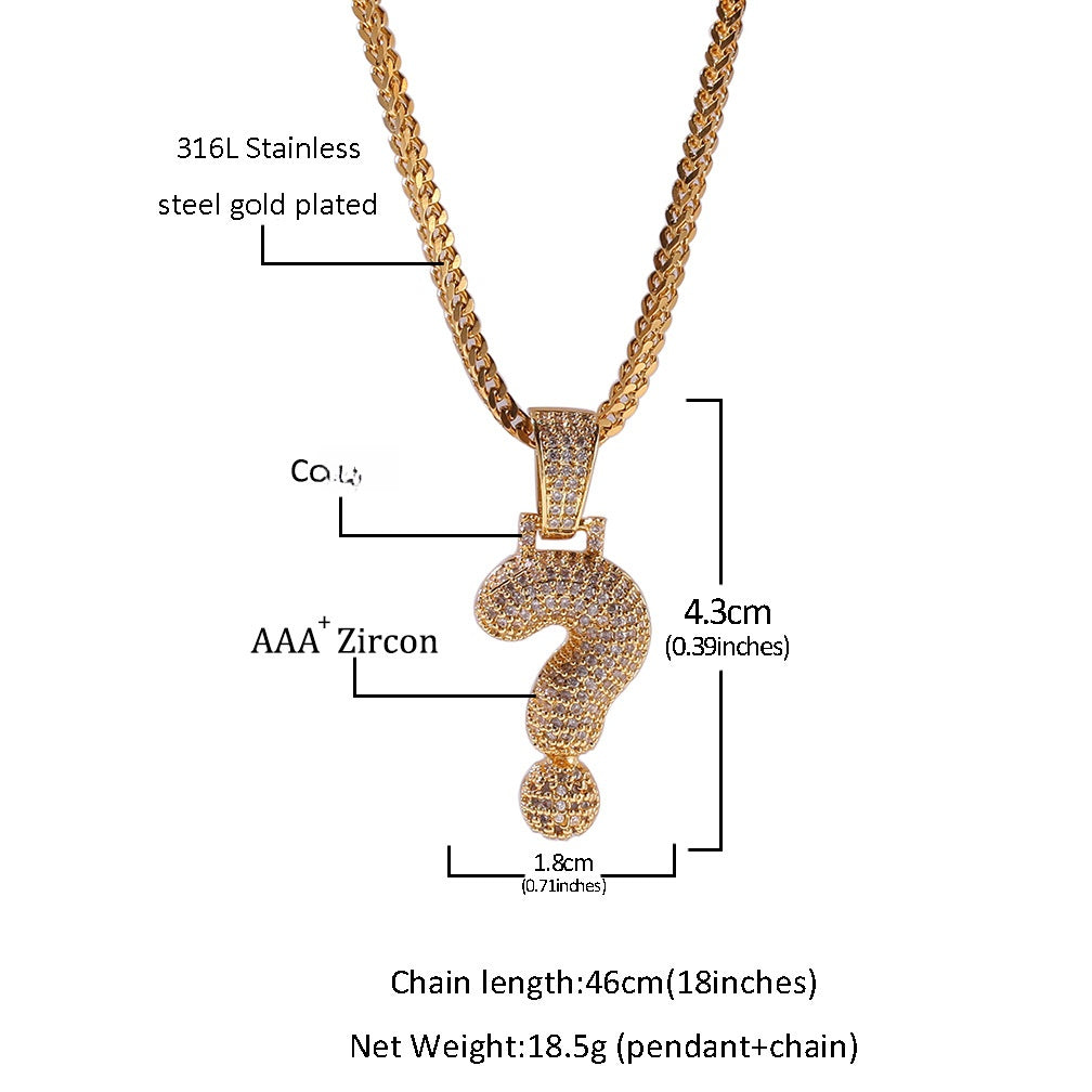 Iced Out Symbol Pendant Necklace with Cuban Twist Chain - Cubic Zirconia Hip Hop Statement Necklace for Women and Men