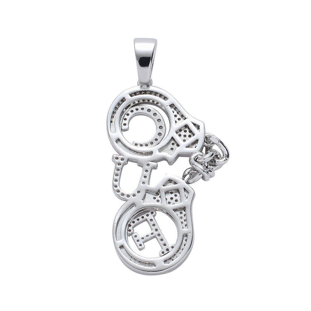 Hip Hop Evil Eye Geometric Copper Pendant Necklace for Men and Women