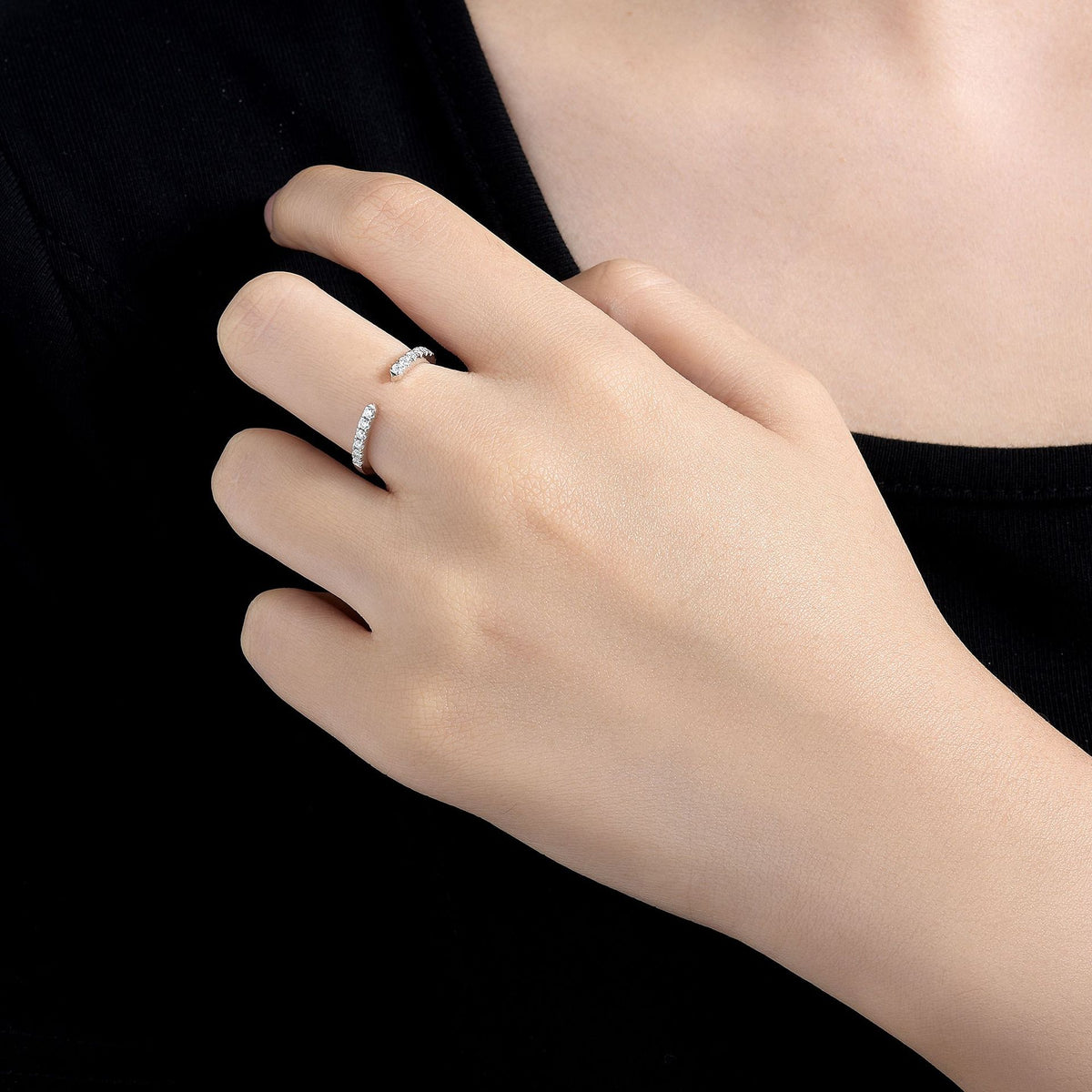 S925 Sterling Silver Moissanite Solitaire Ring for Women, Pav�� Band Engagement Style Ring product image