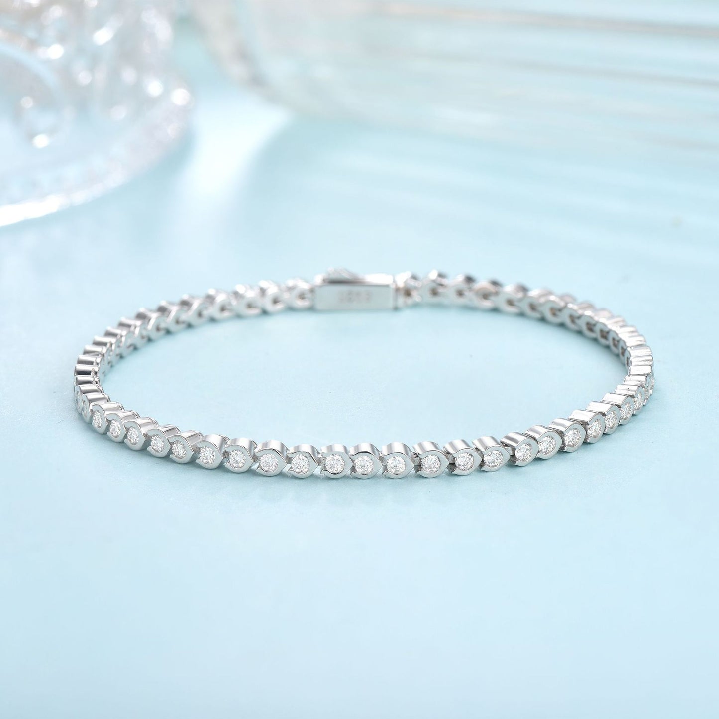 Moissanite Tennis Bracelet, S925 Sterling Silver, 18k Gold-Plated, Slim Stackable Bracelet product image
