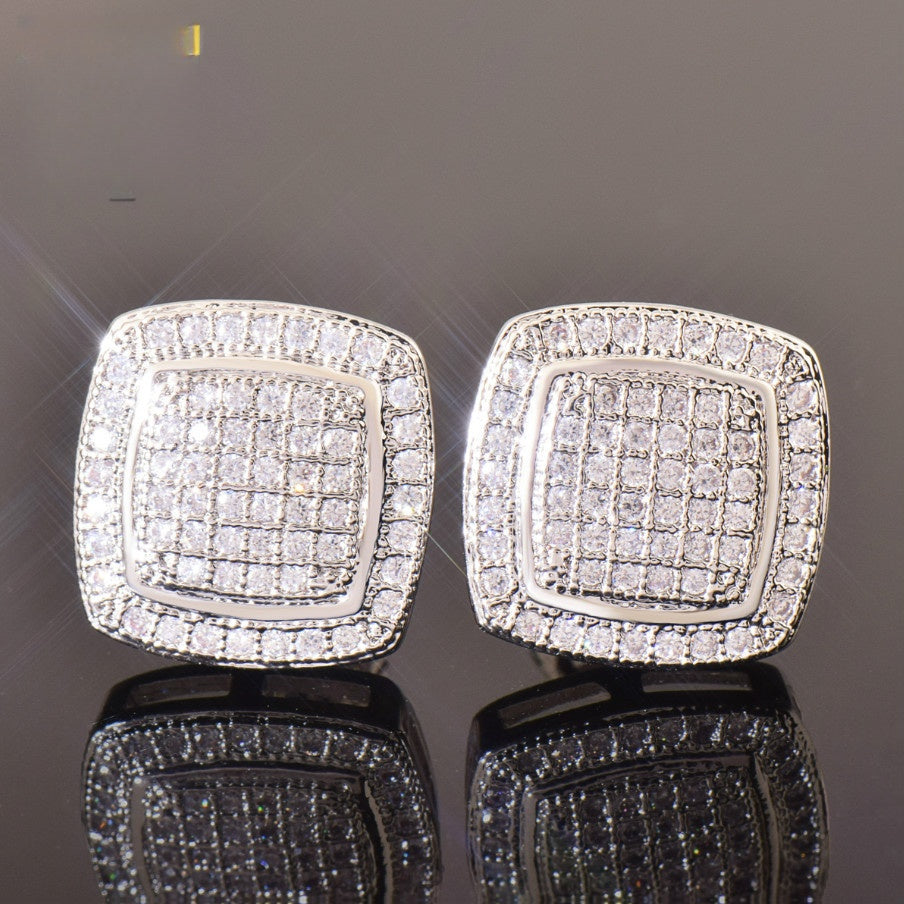 Iced Out Square Stud Earrings