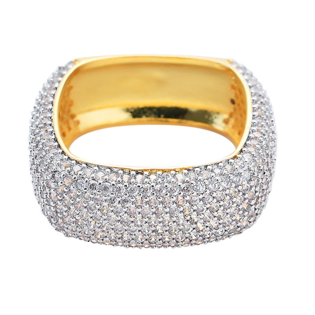 Light Luxury Minimalist Square Cubic Zirconia Ring for Men