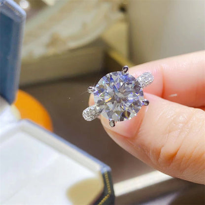 Moissanite Engagement Ring with Pave Band for Women, Large Center Stone Ring, Sizes 9-19
