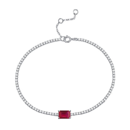 Lab-Grown Emerald Tennis Bracelet, S925 White Gold Plated Bracelet
