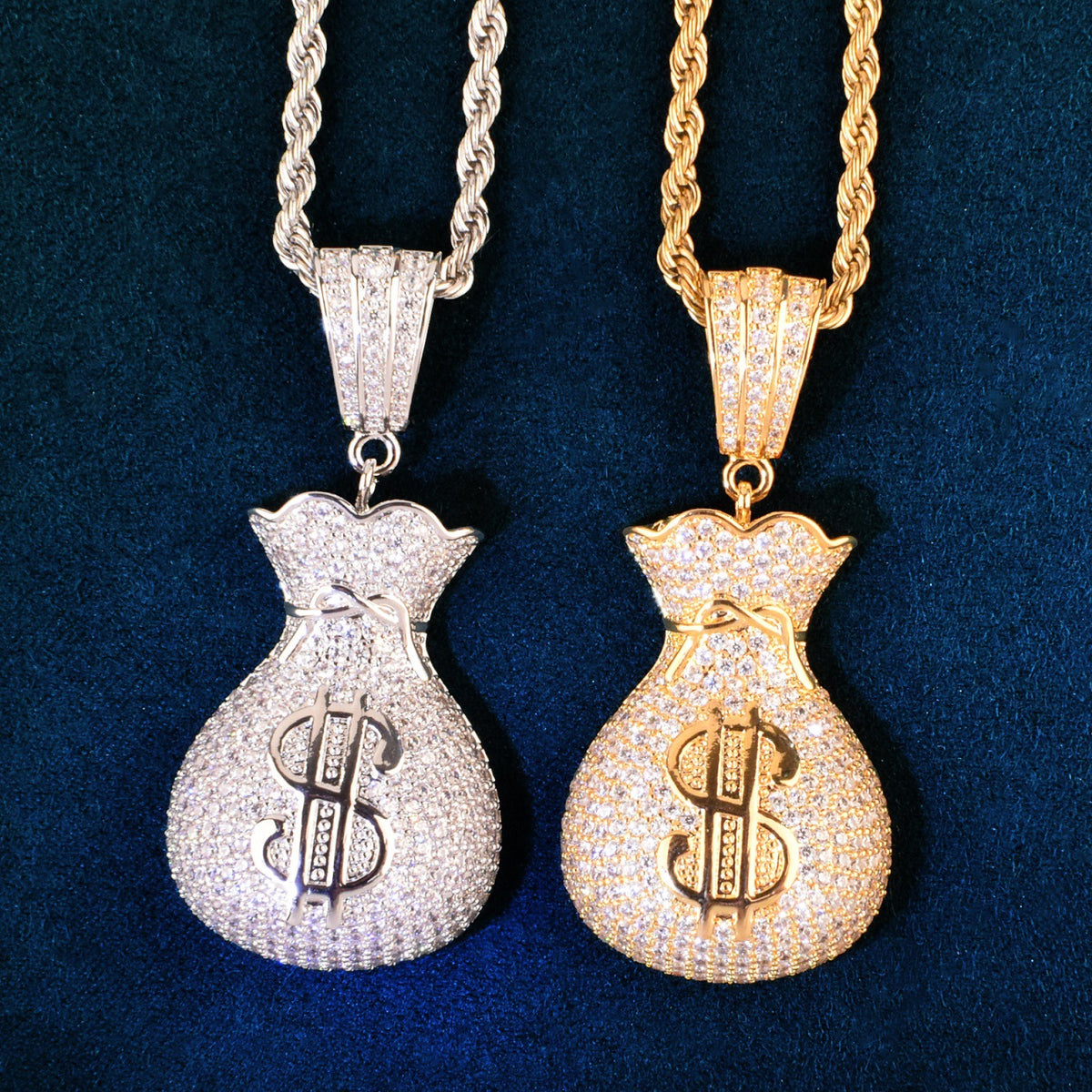 Iced Out Money Bag Pendant Necklace product image