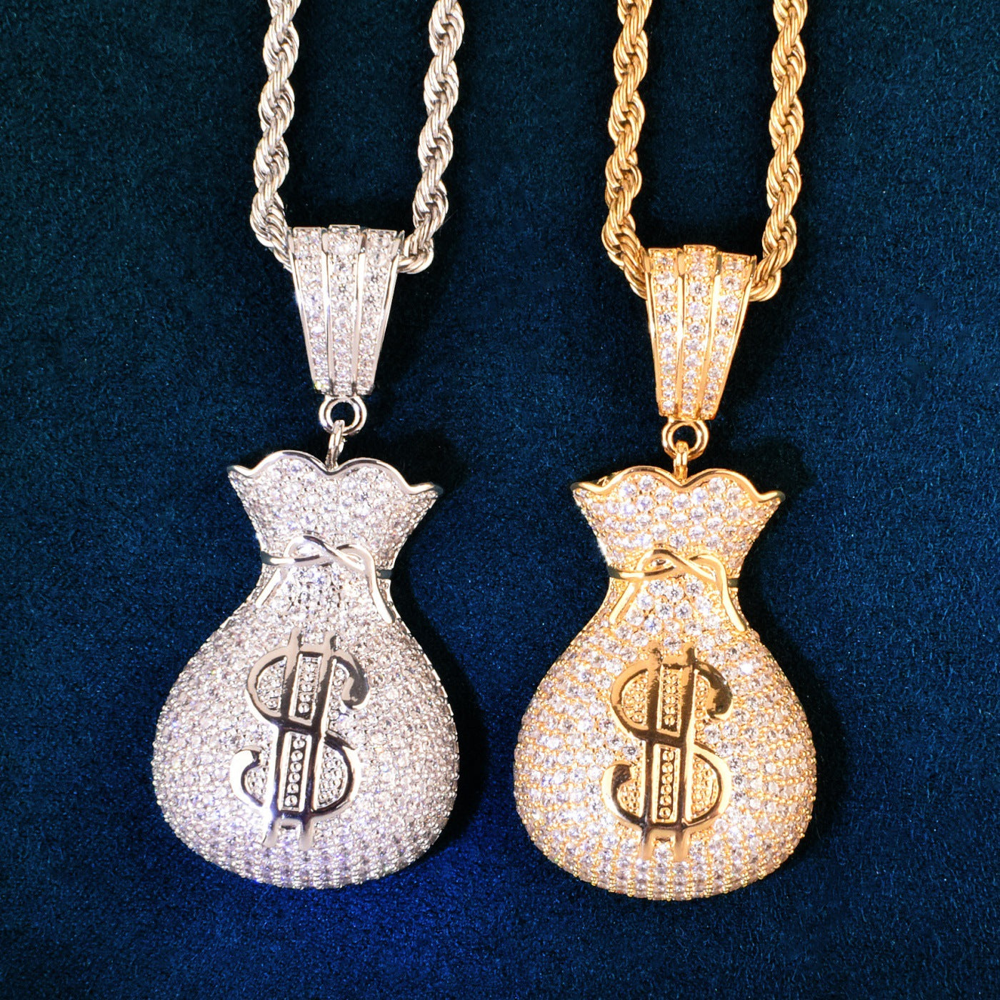 Iced Out Money Bag Pendant Necklace product image