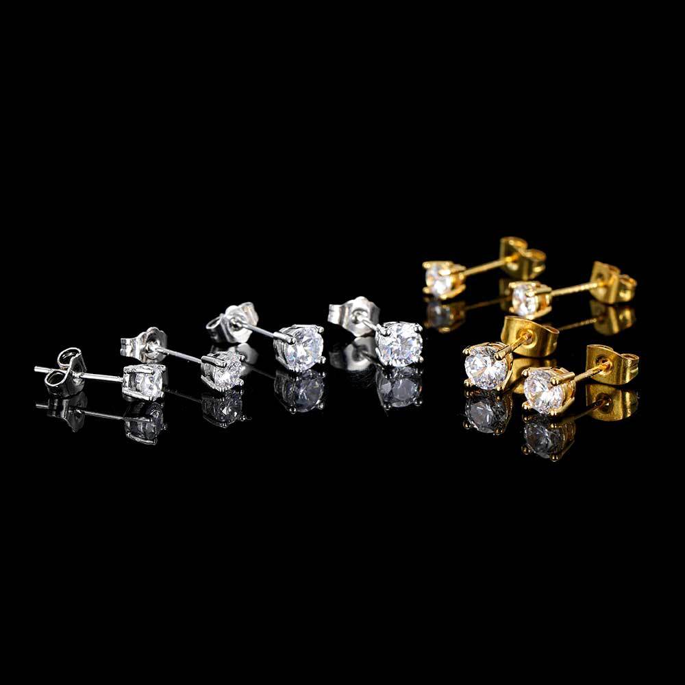 4 mm Round Four-Prong CZ Stud Copper Earrings - EAR019 product image