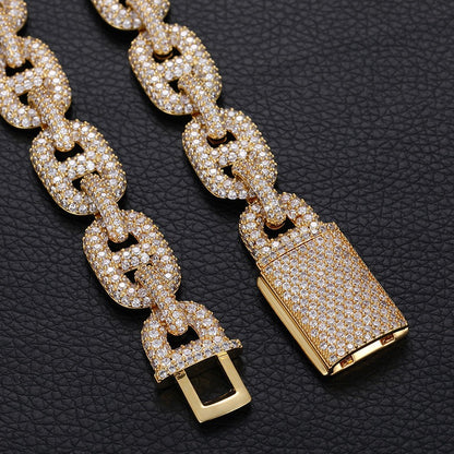 Iced Out Cuban Link Chain Necklace or Bracelet for Women and Men - Micro Pave Cubic Zirconia Hip Hop Statement Jewelry