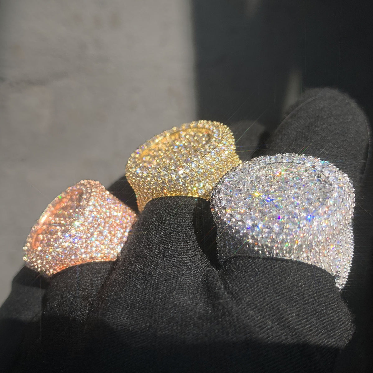 Round Micro Pave Iced Out Statement Ring for Unisex Hip Hop Style product image