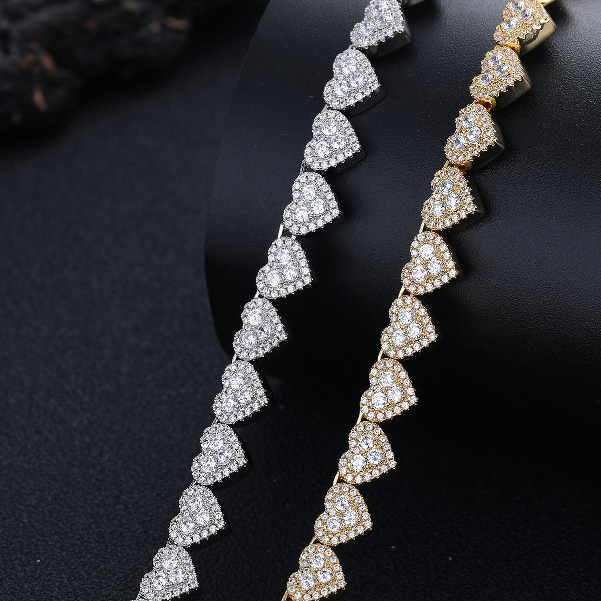 Heart Tennis Chain Necklace/Bracelet, Cubic Zirconia Heart Pendant, 8mm Unisex product image