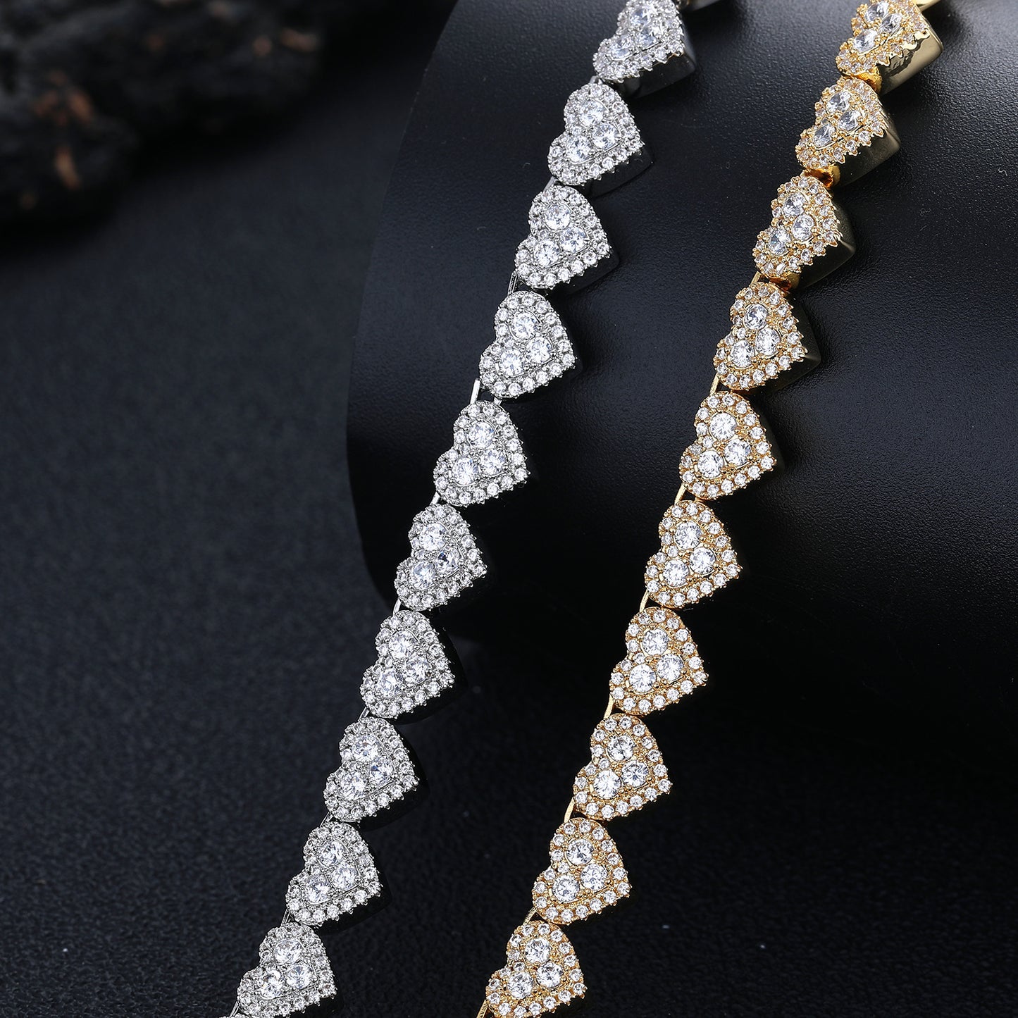Heart Tennis Chain Necklace/Bracelet, Zircon Heart Pendant, 8mm Unisex