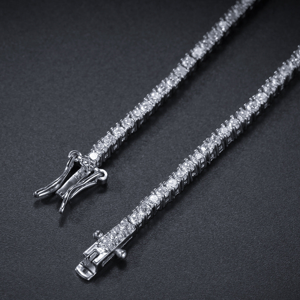 Unisex Round Cubic Zirconia Tennis Bracelet in Gold or Silver Tone – 2mm Chain Bracelet, 7 Inch & 8 Inch