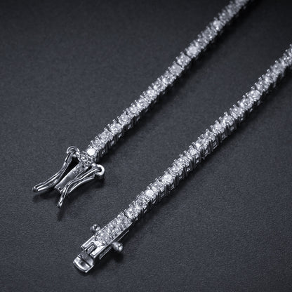 Unisex Round Cubic Zirconia Tennis Bracelet in Gold or Silver Tone – 2mm Chain Bracelet, 7 Inch & 8 Inch