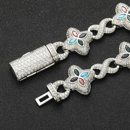 Hip Hop Four Leaf Clover Cubic Zirconia Necklace for Men
