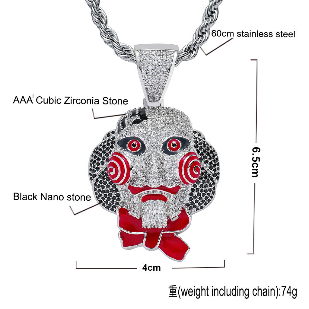 Hip Hop Fashion Cubic Zirconia Pendant Necklace for Men and Women