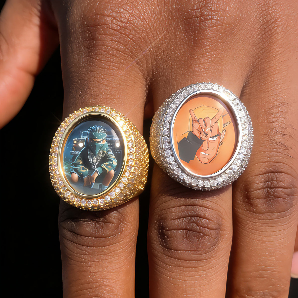 Iced Out Oval Portrait Ring for Men product image