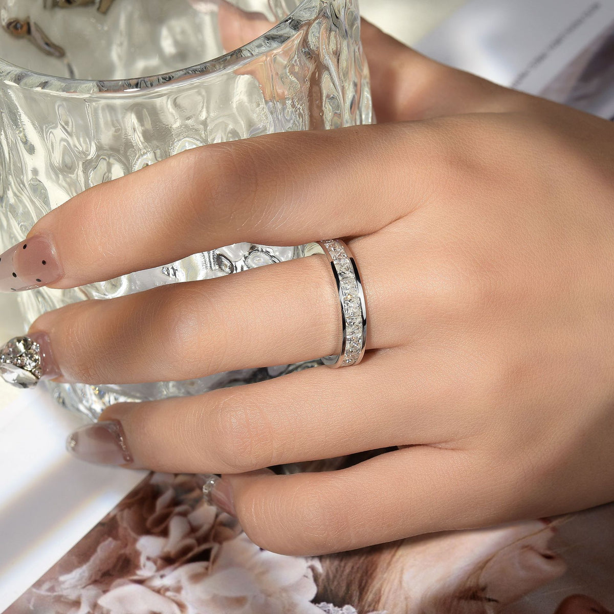 Princess Cut Moissanite Ring, S925 18K Gold-Plated Unisex Wedding Promise Ring product image