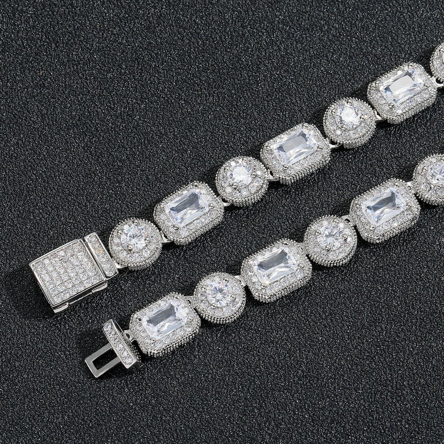 Hip Hop Light Luxury Iced Link Cubic Zirconia Bracelet for Men