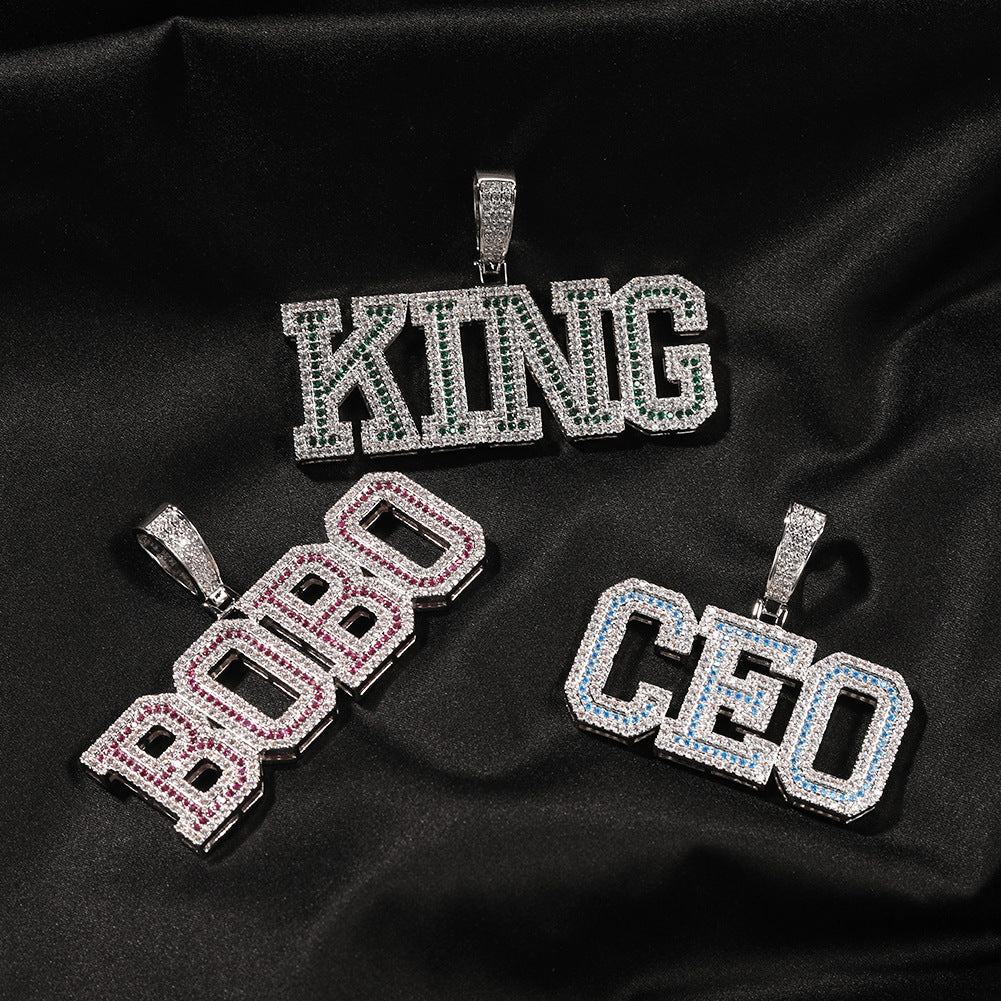 Custom Bubble Letter Necklace with Cubic Zirconia Pendant - Gold or Silver Plated Hip Hop Chain for Women and Men