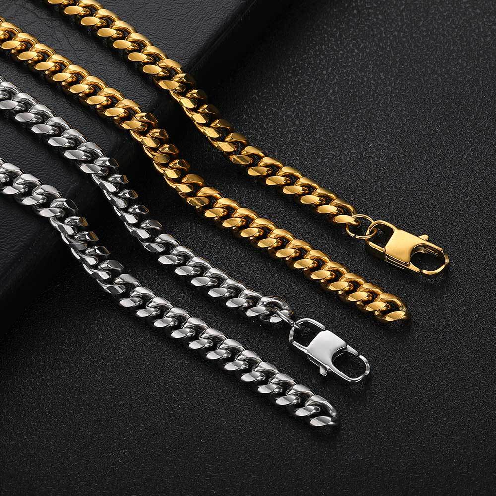 4-9 mm Polished Flat Cuban Hip Hop Necklace with Stainless steel Base - CHA062 product image