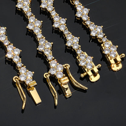 6.5 mm Cluster CZ Tennis Hip Hop Bracelet with Copper Base - CHA203