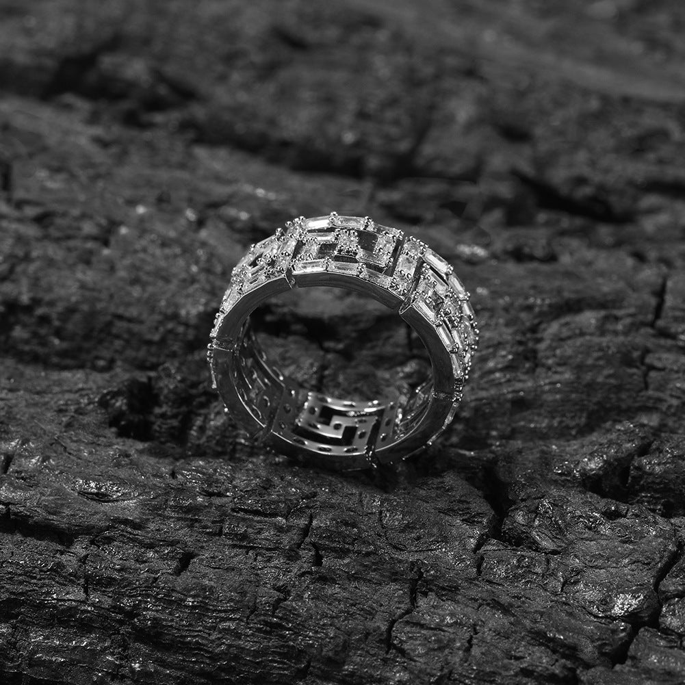 Silver Plated Cubic Zirconia Statement Ring for Women & Men – Round Hip Hop Style Band, Size 7 product image