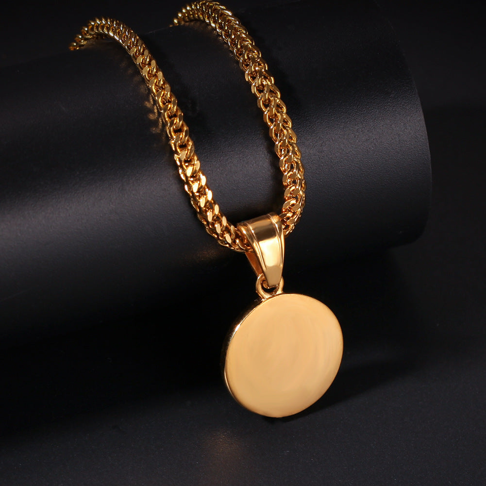 Gold Plated Stainless Steel Yin Yang Pendant Necklace with Crystal Round Charm Chain for Women and Men
