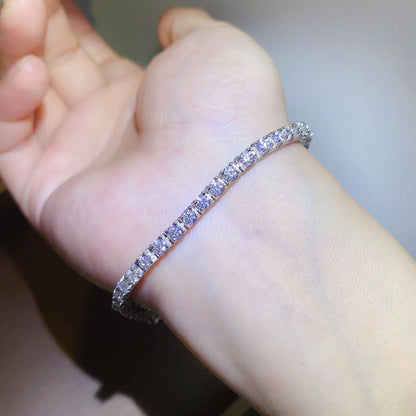 VVS1 Moissanite Tennis Bracelet for Women, Full Stone 3mm Bracelet 15-19cm