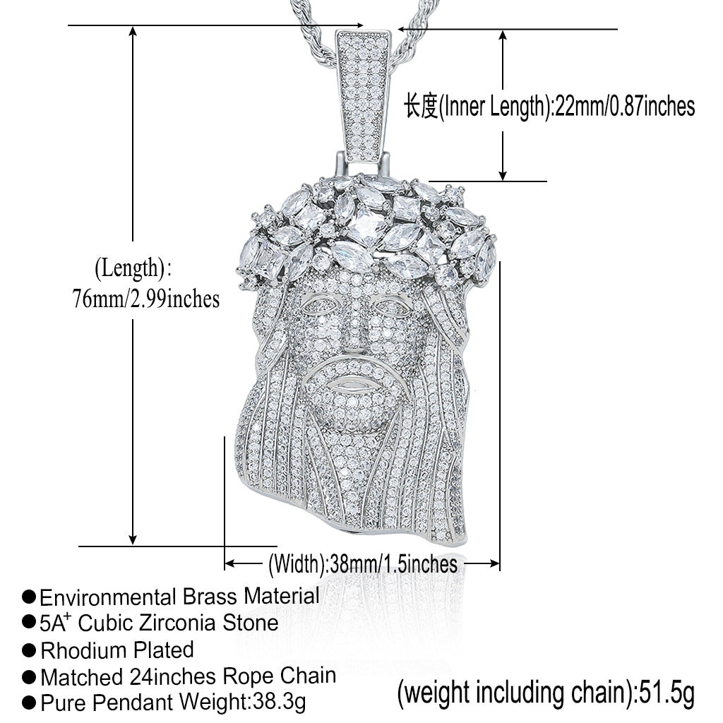 Hip Hop Vintage Fashion Cubic Zirconia Pendant Necklace for Men and Women