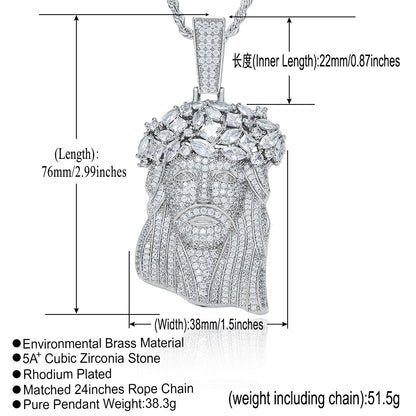 Hip Hop Vintage Fashion Cubic Zirconia Pendant Necklace for Men and Women