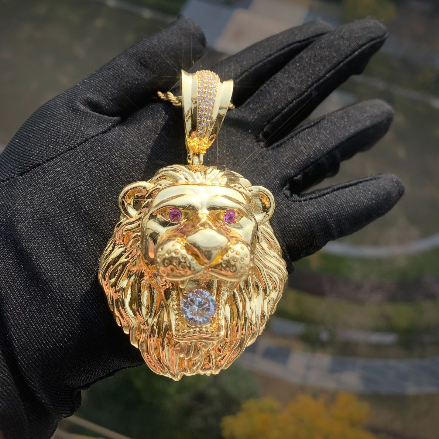 Bold Lion Head Hip Hop Pendant Necklace for Men Unisex product image