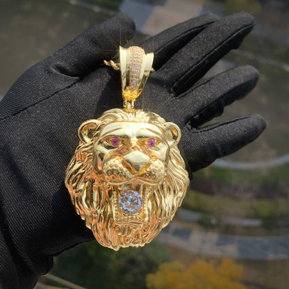 Bold Lion Head Hip Hop Pendant Necklace for Men Unisex