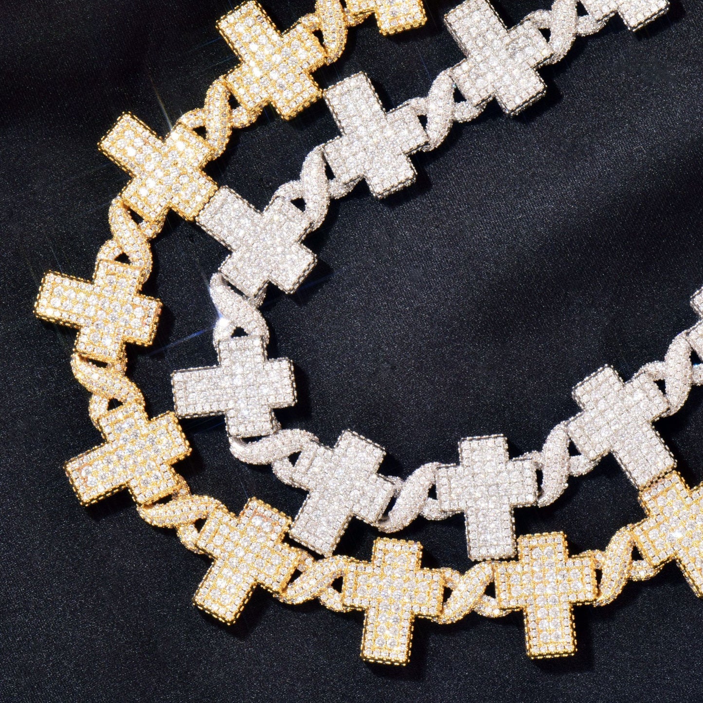 Unisex Iced Out Cross Chain Necklace