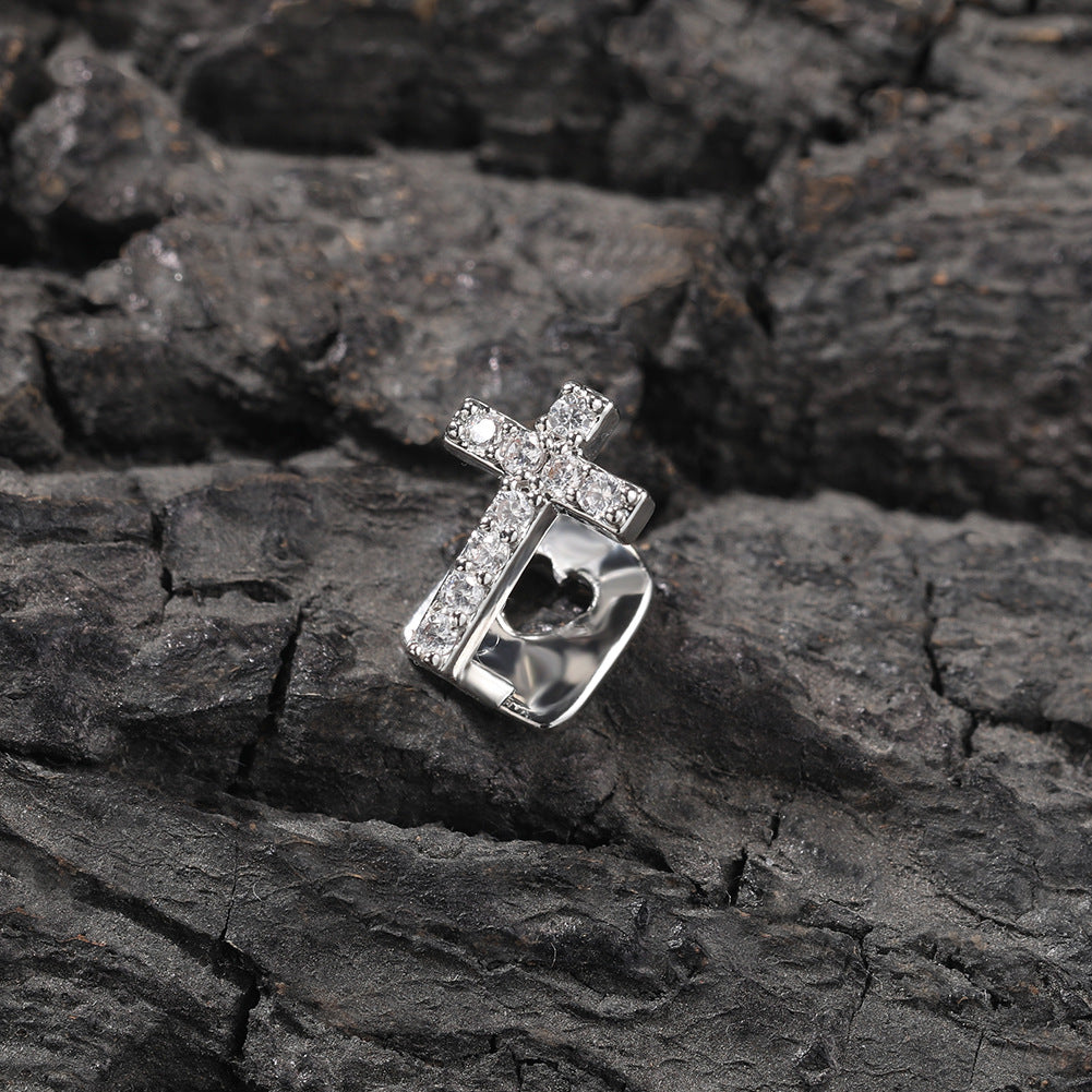 Hip Hop Cross Tooth Gem for Women and Men - Gold Plated or Silver Plated Copper Statement Dental Charm