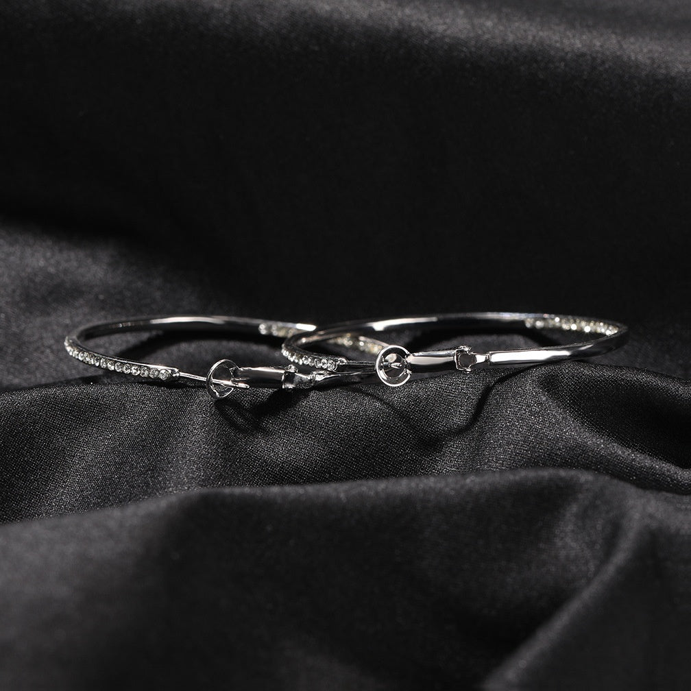 Silvery Micro Pave Hip Hop Safety Pin Bangle Bracelet for Women product image