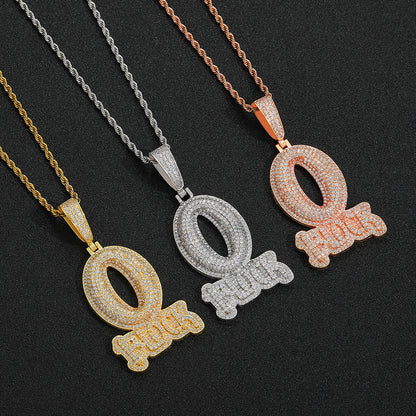 Hip Hop Letter Cubic Zirconia Pendant Necklace for Men and Women
