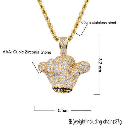 Hip Hop Floral Round Cubic Zirconia Pendant Necklace for Men and Women