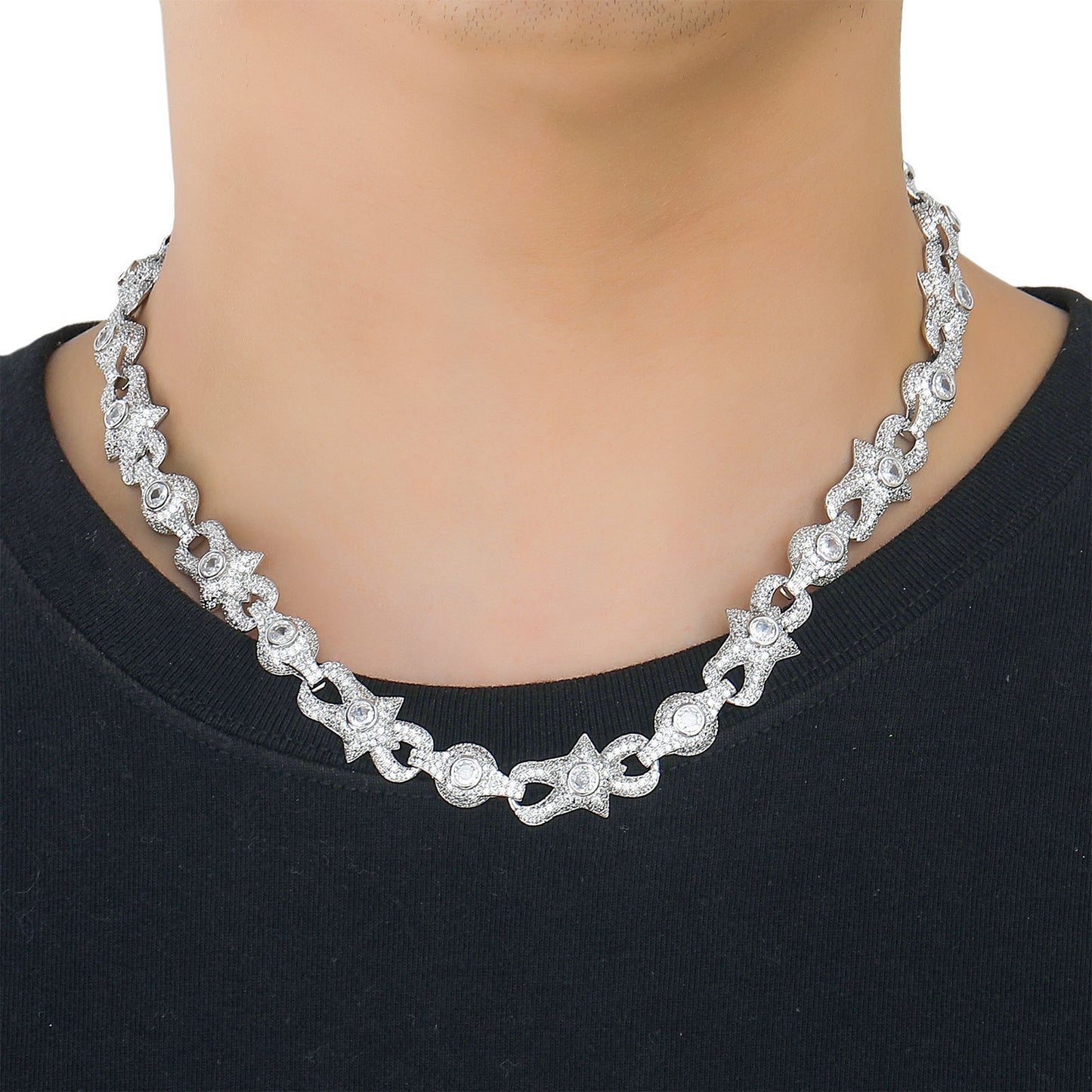 Hip Hop Geometric Diamond Shape Cuban Link Copper Bracelet for Men